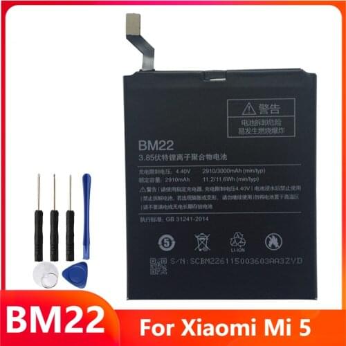 Replacement Phone Battery BM22 For Xiaomi Mi 5 Mi5 M5 first BM22 2910mAh With Free Tools