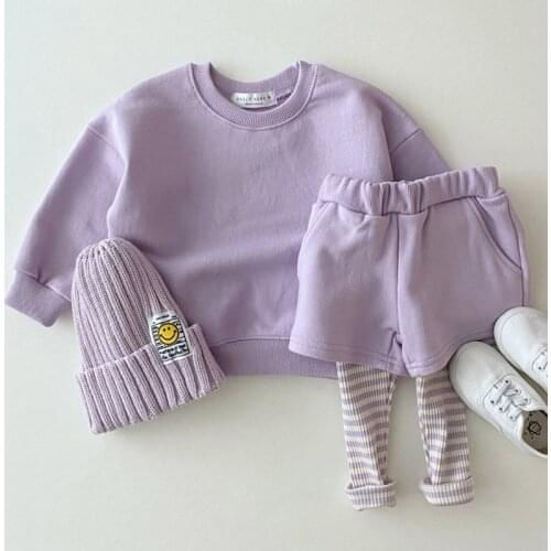 Korean Baby Clothes Boys Girls Candy Color Sweatshirts+Pants 2pcs Sets Tracksuits Casual Fashion Kids Children Clothing Sets