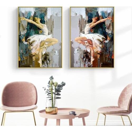 Dancing Ballerina Poster Canvas Painting Ballet Dancer Prints Abstract Girl Wall Paintings Art Pictures for Living Room HD0056