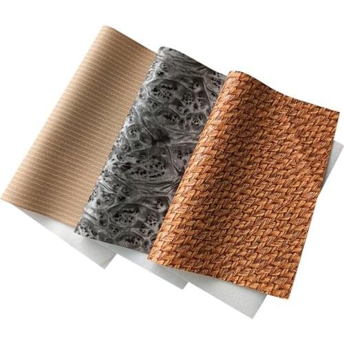 135x30cm Wood Texture Printed Velvet Back PU Synthetic Leather Fabric for Making Craft/Cover/Handbag/Wallpaper/Belt