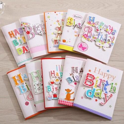 10pcs/lot Creative Three-dimensional Letters Happy Birthday Music Greeting Card Childrens Birthday Surprise Gift Card