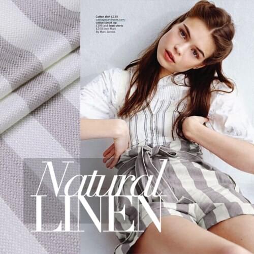 Heavy linen striped dress coat fashion fabrics wrinkle linen fabric wholesale high quality linen cloth