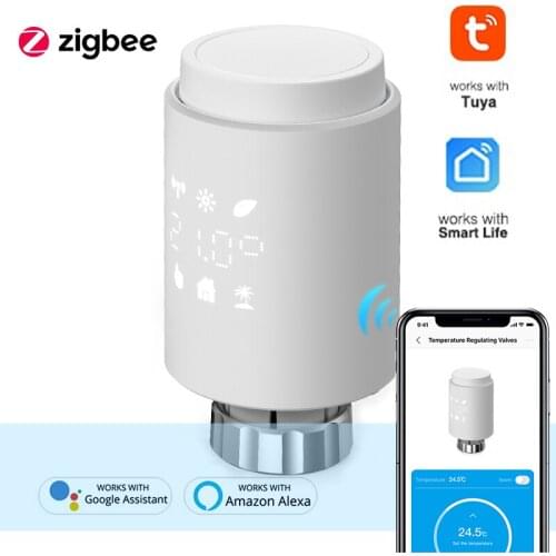 Tuya ZigBee Smart Radiator Programmable Thermostatic Radiator Valve Temperature Controller Support Alexa Google Home Smart Life