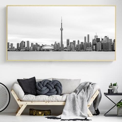 Black and White Toronto Skyline Vintage Posters and Prints City Landscape Canvas Painting Wall Art Picture Cuadros Home Decor