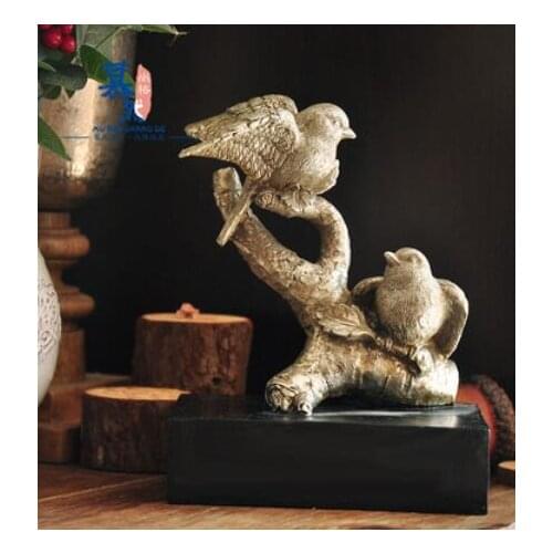 Restore ancient ways copy metal branches bird furnishing home simple office study Animal Sculpture statue carving Home Decor