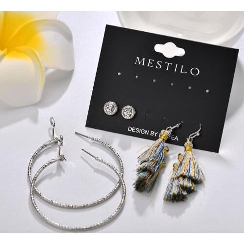 2019 New Arrival Women Korean Jewelry Small Cubic Zirconia Earrings Big Round Circle Earrings For Girls Trendy Fringed Earrings