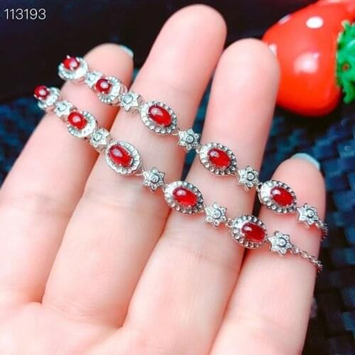 New Natural Ruby Bracelet 925 Silver Ladies Bracelet Luxury Elegant Fashion Trend