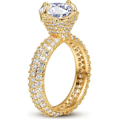 LUALA 3ct Cushion Cut Halo Wedding Rings for Women 14K Gold/Silver Plated AAA Cubic Zirconia Promise Rings for Her