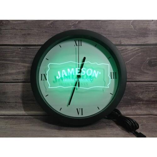 0E159 Jameson Whiskey Bar Club Pub APP RGB 5050 LED Neon Light Signs Wall Clock