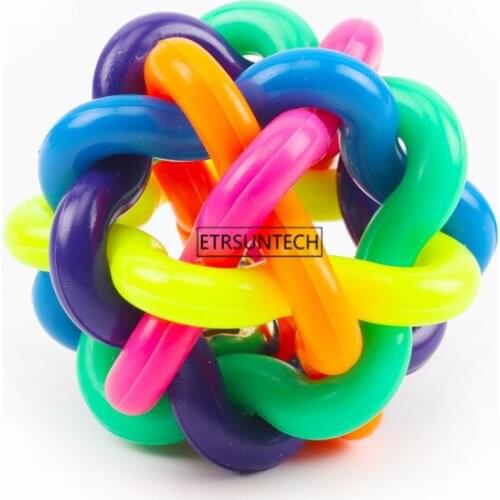 100pcs Colorful Rainbow Pet Bell Ball Dog Toy Cat Dog Ball Bell Chew Toys Play Teeth Training Pet Products