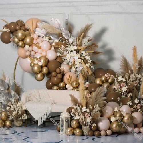 167pcs Double Apricot Cream Peach Balloon Garland Arch Kit Coffee Gold Baby Shower Birthday Gender Reveal Wedding Decoration