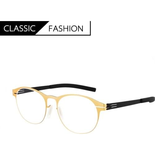 2021 berlin Retro Round glasses frame 0.5mm stainless steel No Screw myopia prscription computer eyeglasses Oculos de grau