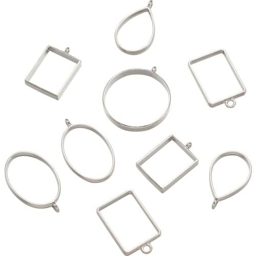 25pcs/set Hollow Frame Open Back Bezel Pendant UV Resin Epoxy Resin Pressed Flower Jewelry Making Mixed Shapes