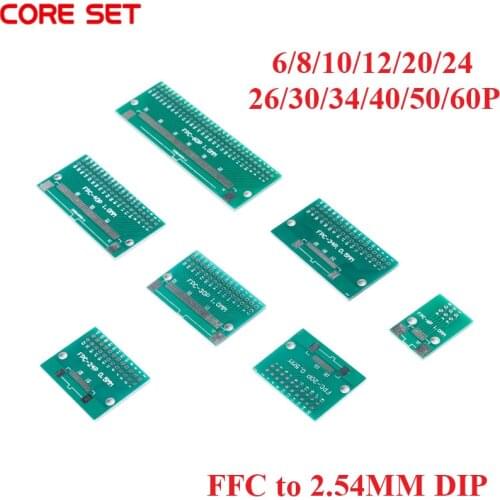 5Pcs FPC Adapter Board FFC to 2.54MM In-line DIP Soldered Connector 6/8/10/12/20/24/26/30/34/40/50/60 Pin Conventer PCB Board