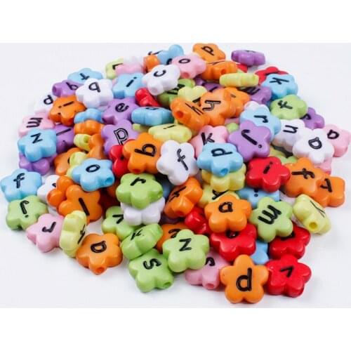 50/100/150Pcs Loose Colorful Letter Beads Flower Shape Acrylic Alphabet Letter Beads For Bracelet Necklace Jewelry DIY Accesory