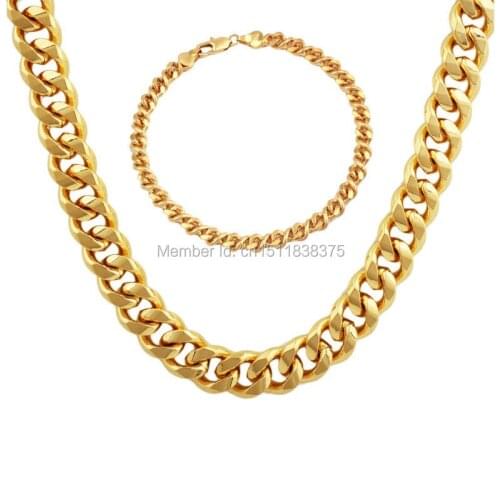 Adixyn Hot Sale Jewelry Set Gold Color Link Chain Jewelry Sets Bracelet & Necklace New Trendy Jewelry Sets Free Shipping