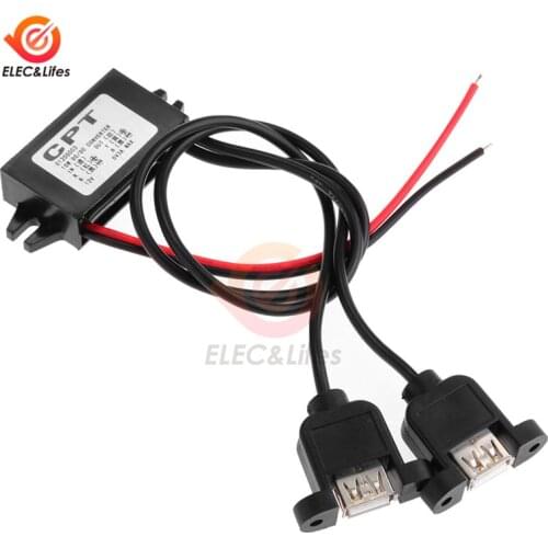 15W 5V 3A Car Power Supply Converter Dual USB Potting Waterproof Buck Volt Power supply Output Adapter Low Heat Auto Protection