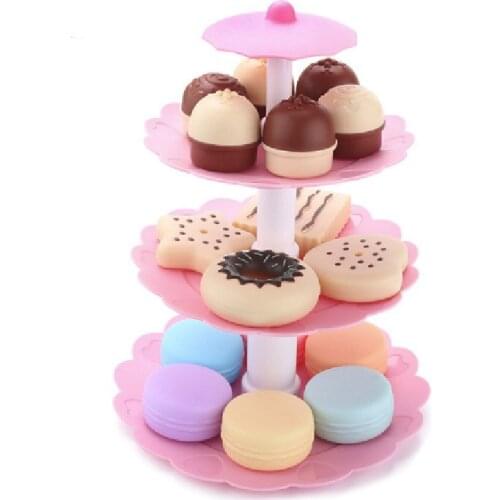 BabyPowerKid Food Pretend Play Toy Set Sweet Colorful Cake Cookies Dessert Tower Toy 16 Pcs/Set Pretend Play Kitchen Toys