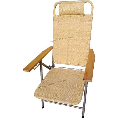 Free shipping real rattan chair folding chair rattan lounge chair folding lunch break chair nap chair office lazy chair cushion