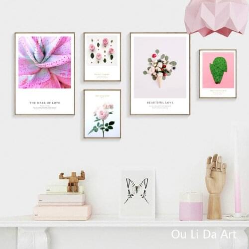 No frame pink meaty plant flowers scenery canvas printings oil painting printed on canvas home wall art decoration picture