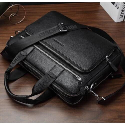 Bison Denim Fashion Brand Genuine leather Briefcases Laptop Handbag Mens Business Crossbody Bag Messenger/Shoulder Bags for Men
