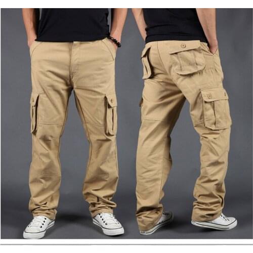 Solid Men Multi Pocket Side Zipper Cargo Pants 2021 Summer Lightweight Trip Casual Loose Pant Oversized Loose Trousers