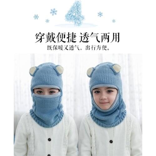 Kids Winter Hats Girls Boys Children Crochet Warm Caps Scarf Cute Pompom Thicken Knitted Hat Drop Shipping