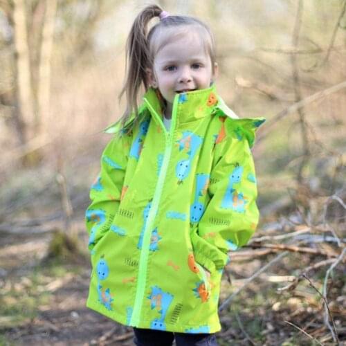 Baby Kids Long Sleeve Dinosaur Patterns Hooded Coats Windbreaker Outdoor Spring Jacket For Girls Dinosaur Kids Toddler Rain Coat