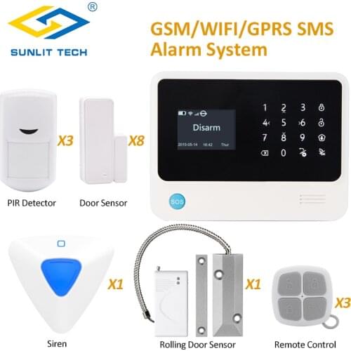 G90B Plus APP Remote Home GSM WIFI Alarm System with Wireless Flash Siren and Roller Shutter Magnetic Contact Sensor