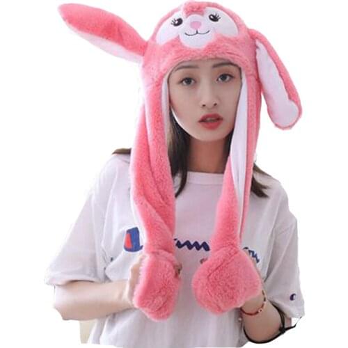 Ballet rabbit headgear with ears moving hat plush toy hat stuffed toy cap