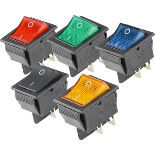 Kcd4 rocker switch 2-position 4-pin/6-pin electrical equipment with light power switch 16a 250vac / 20a 125vac