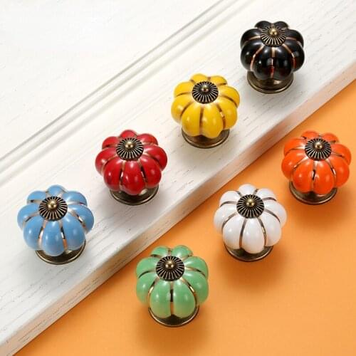Pumpkin Ceramic Handles Cartoon Children Room Ceramic Drawer Knobs Cupboard Door Handles Cabinet Furniture Handles