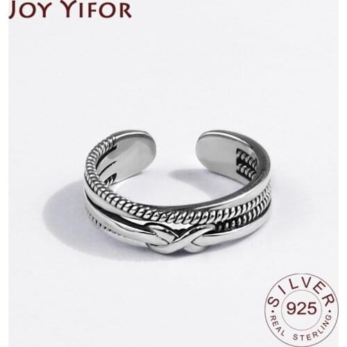 925 Sterling Silver Rings for Women Chain Vintage Wedding Trendy Jewelry Large Adjustable Antique Rings Anillos