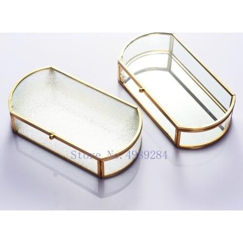 Creativity Glass Jewelry Box Oval Glass Storage Box Retro Phnom Penh Geometric Modern Home Storage Organization Decoration