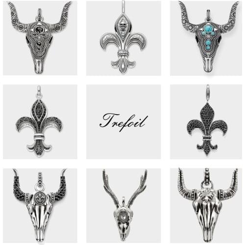 Pendant Bull Skull Buffalo,2018 New Fashion Jewelry Trendy 925 Sterling Silver Cubic Zirconia Gift For Wen Women Fit Necklace