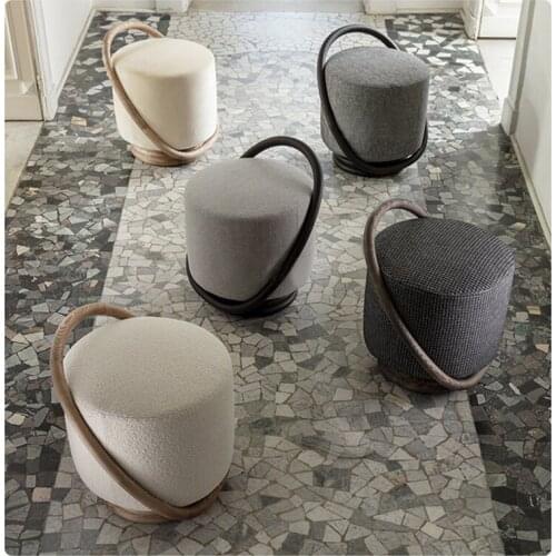 GY Small Stool Simple Modern Living Room Solid Wood Low Stool Makeup Stool Coffee Table Fabric Craft Soft Seats round Stool