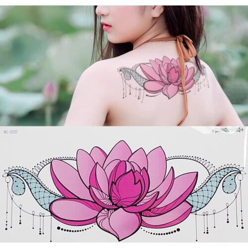 Mandala temporary tattoos waterproof lace tattoo jewelry stickers lotus flower sexy back body tattoo summer girls bikini decal