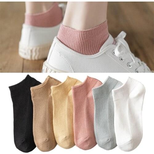 4 Pairs Solid Color Women Socks Cute Breathable Sports Casual Colorful Cotton Ankle Socks Set High Quality Soft Girl Size 35-41