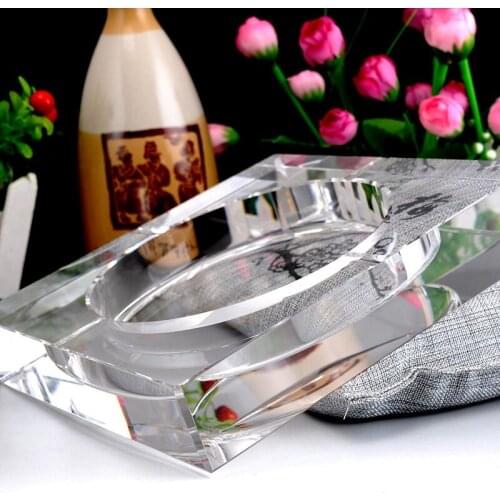 New fashion straight holes square crystal ashtray white material transparent home furnishing office decoration