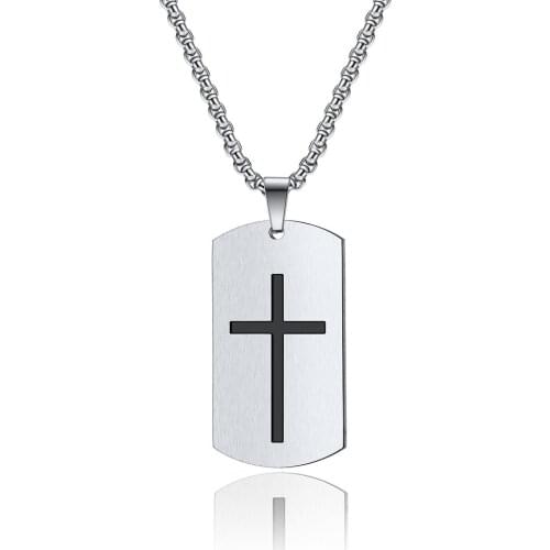 Megin D Punk Personality Simple Crusader Brand Stainless Steel Necklaces for Men Women Friend Fashion Design Gift Jewelry