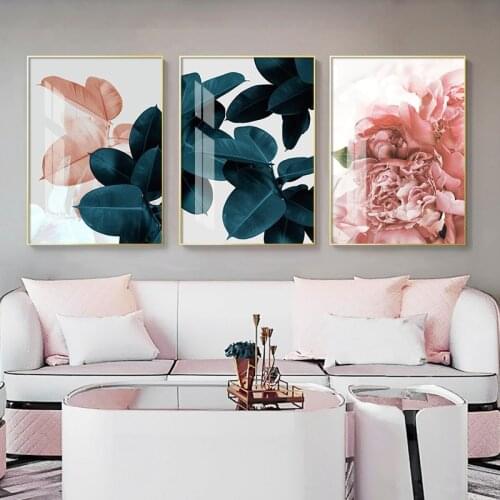 3 Pcs Abstract Nordic Poster Flower Leaf Canvas Painting Posters and Prints Wall Pictures for Living Room Home Decoration