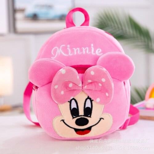 Disney Cartoon Plush Backpack for Girls Boys Mickey Mouse Minnie Winnie The Pooh Kids Kindergarten Schoolbag Soft Bookbags