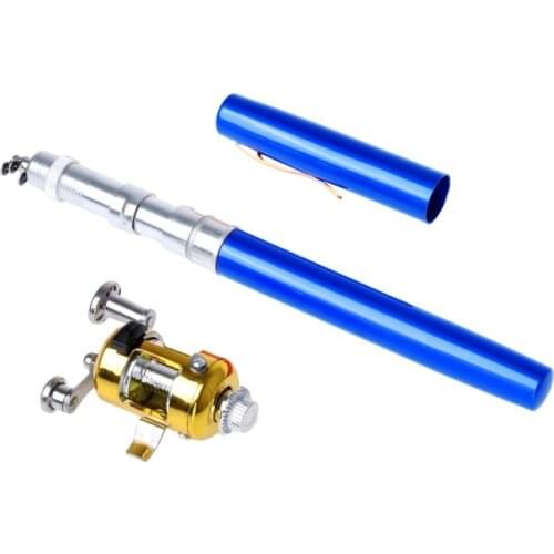 Spinning Portable Mini Feeder Fishing Rod Pocket Telescopic Mini Fishing Pole Aluminum Alloy Pen Shape Reel Wheel Fishing Rod