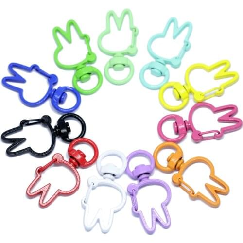 Mix color 10pcs/lot Colorful Rabbit shape For Keychain Lobster Lobster Clasp Hooks for Key Ring Clasp DIY Making