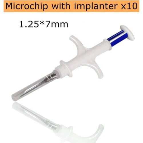 RFID Glass Transponder 1.25*7mm Pet Smart Microchip with Injecting Syringe Kit X10 Animal Id Tags for Pets Breed Fish Tracking