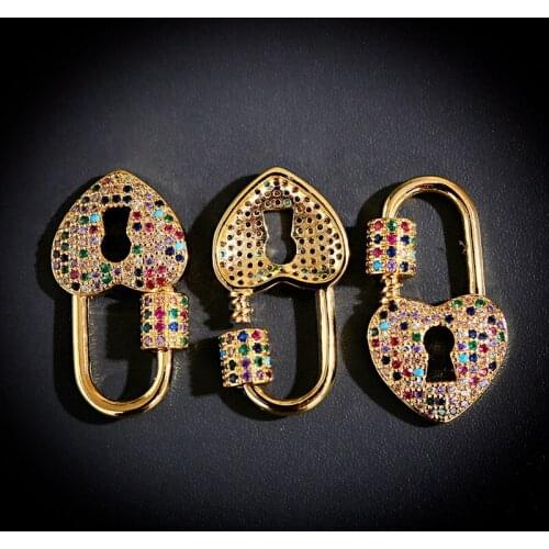 Luxury CZ Lock DIY Jewelry Making Accessories Classic Heart Shape Spiral Clasps DIY Necklace Bracelets Hand Made