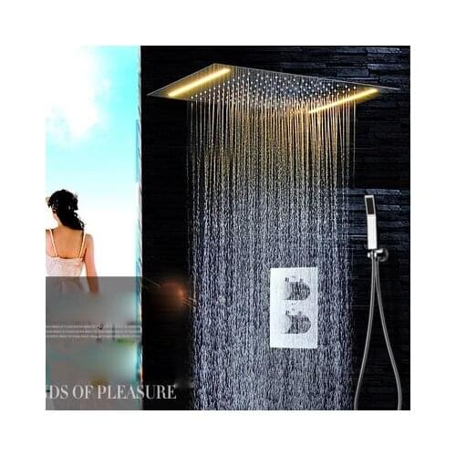 Luxury LED Embedded Shower Suite, Wall Mounted Multifunctional Shower Flush Raindance Waterfall Overhead Top Sprayer shower set