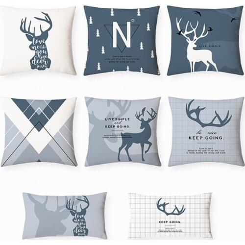 Grey Deer Velvet Cushion Cover Home Decor Pillow Cover For Sofa 45*45cm Decorative Plaid Pillows Case PillowSham