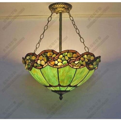 Mediterranean Painted Glass Chandelier Living Room Cafe Southeast Asia Creative LED Green Chandelier