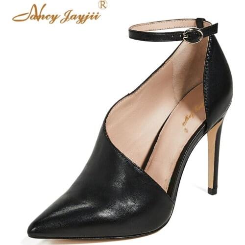 Women Pumps D'Orsay Two-Piece Summer Buckle Strap Pointed Toe Sewing High Heels shoes Party Fashion Leisure Wedding Big Size 45